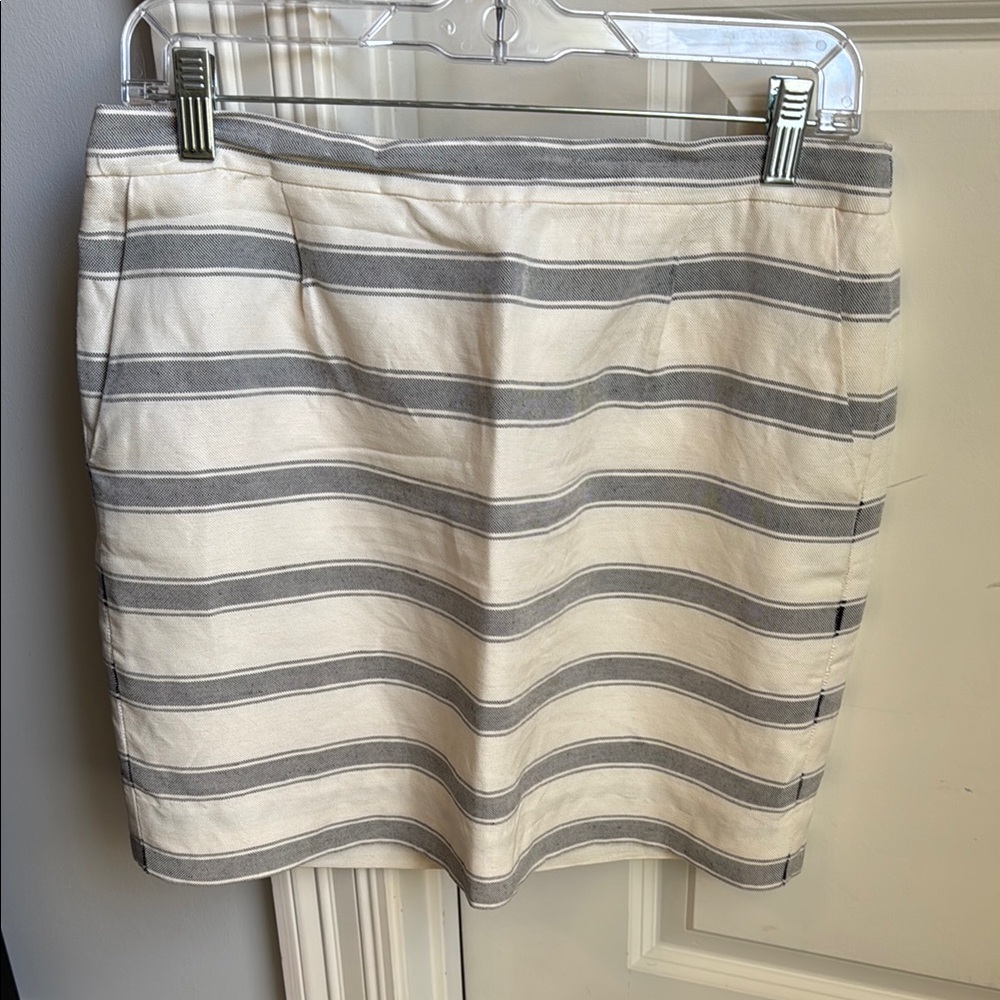 J. Crew Gray and Cream Striped Mini Skirt